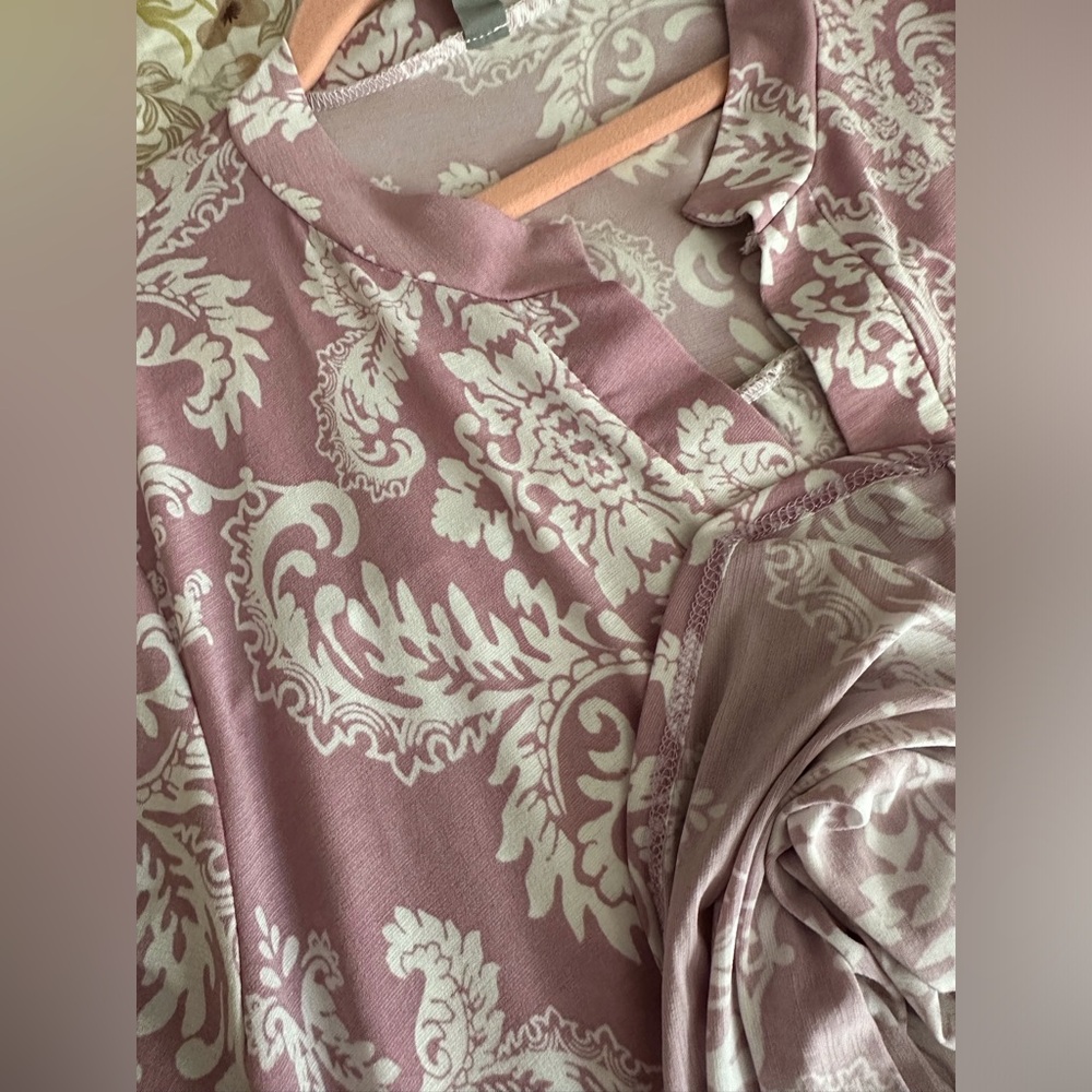 Honeyme Curvy tunic top Blush pink & white with 3/4 sleeve size XXL - Picture 4 of 6